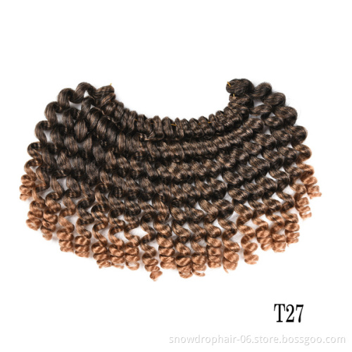 Wholesale 8 Inch Wand Curl Twist Braids Synthetic Crochet Braiding Hair Extensions Ombre Jamaican Bounce Jumpy Wand Curl